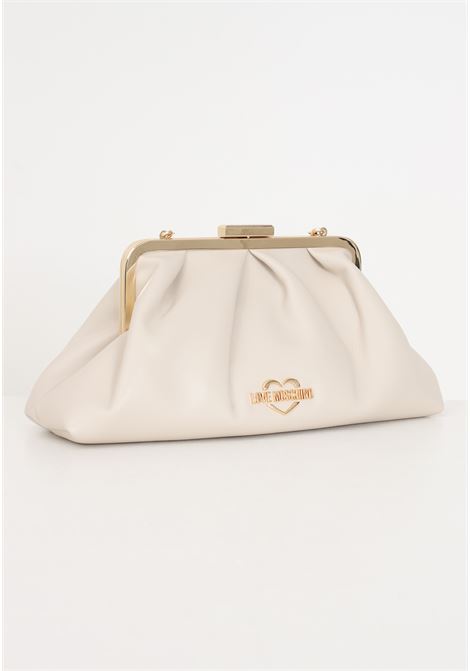 Beige women's bag with Heart logo golden metal chain LOVE MOSCHINO | JC4341PP0IKT0110